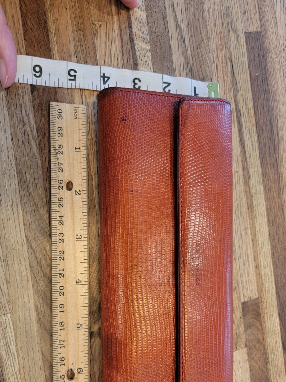 Vintage Kate Spade Burnt Orange Snake Embossed Long Leather Tri Fold Wallet - Picture 13 of 15